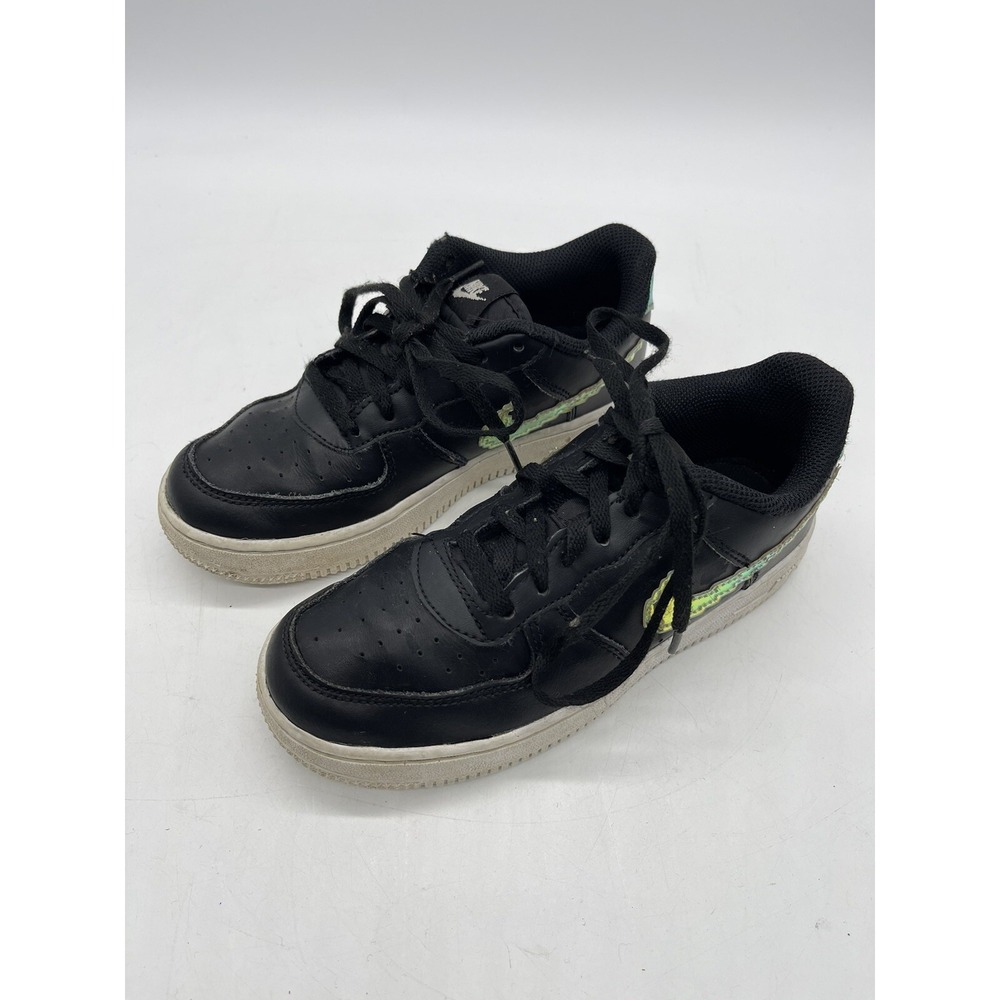 Nike Air Force One‎ Kids Iridescent Digital Swoosh 1.5 Y Black Pre Owned